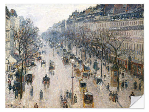 Selvklebende plakat The Boulevard Montmartre on a Winter Morning, 1897