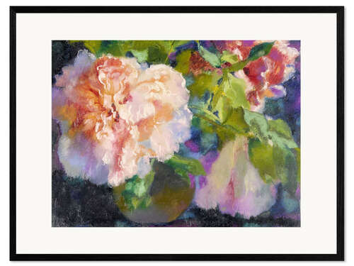 Impressão artística com moldura peonies