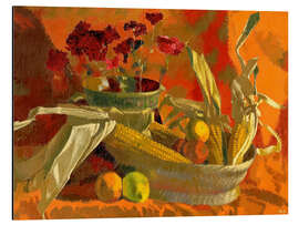 Aluminium print Corncobs and oranges II