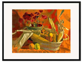 Framed art print Corncobs and oranges II