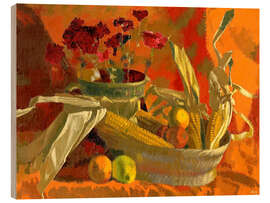Quadro de madeira Corncobs and oranges II