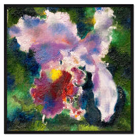 Gerahmter Kunstdruck Orchidee auf grünem Grund