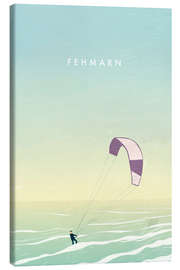 Lærredsbillede  Fehmarn - Kitesurfer på Femern illustration - Katinka Reinke
