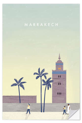 Selvklæbende plakat Illustration Marrakech