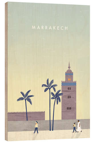 Wood print Marrakesh illustration