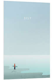 Foam board print Sylt surfer illustration