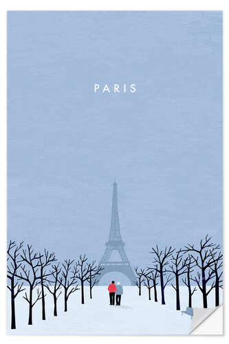 Selvklæbende plakat Illustration Paris