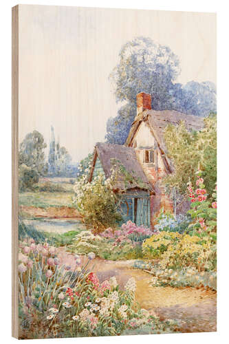 Wood print A cottage garden