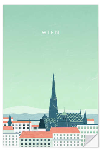 Selvklæbende plakat Vienna - Illustration Wien