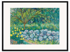 Gerahmter Kunstdruck Hortensien in Monets Garten