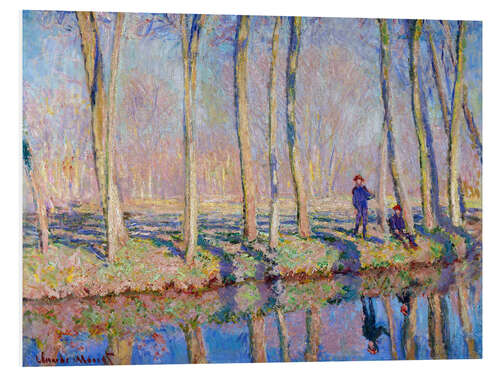 Print på skumplade Jean Pierre Hoschede and Michel Monet on the banks of the Epte