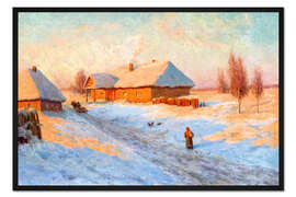 Gerahmter Kunstdruck Dorf im Winter