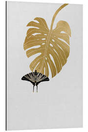 Tableau en aluminium Papillon et Monstera