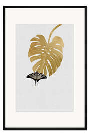 Gerahmter Kunstdruck Schmetterling &amp; Monstera