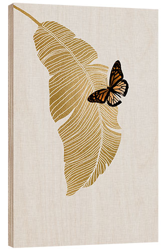 Wood print Butterfly & Palm