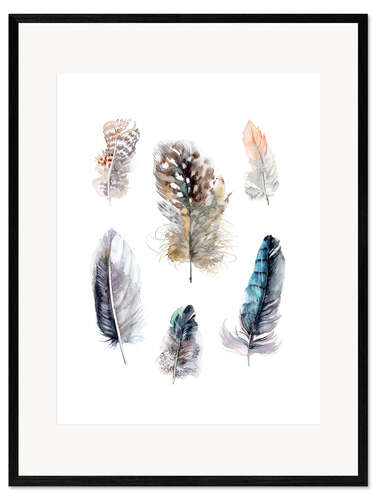 Ingelijste kunstdruk Feathers collection