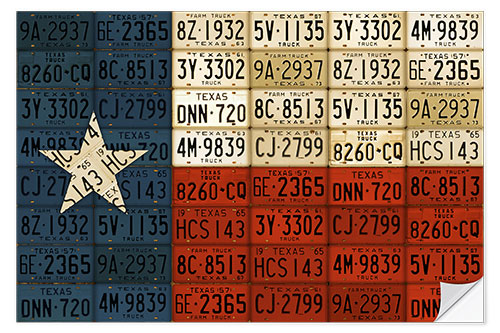 Vinilo para la pared Flag of Texas License Plate Art