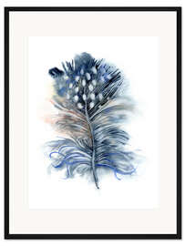 Gerahmter Kunstdruck Feder blau