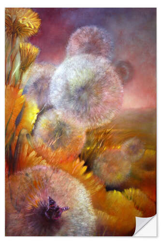 Selvklebende plakat Dandelion and butterfly II