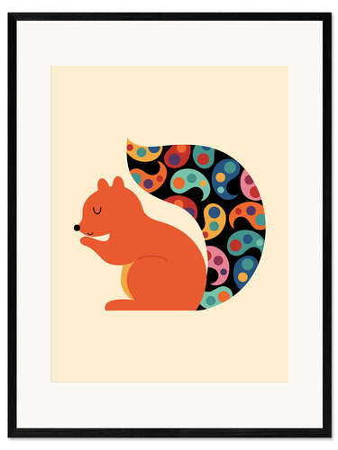 Inramat konsttryck Paisley Squirrel