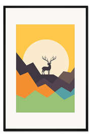 Gerahmter Kunstdruck Hirsch