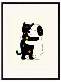 Gerahmter Kunstdruck Hund und Katz