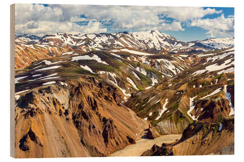 Wood print Landmannalaugar