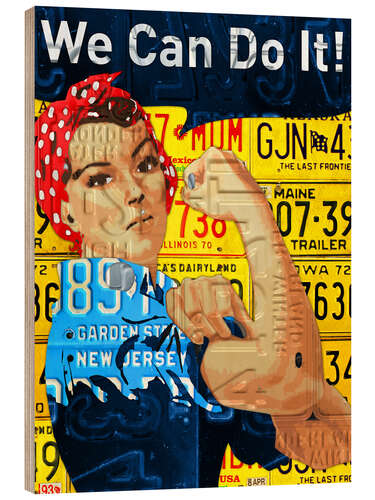 Quadro de madeira Rosie the Riveter Vintage