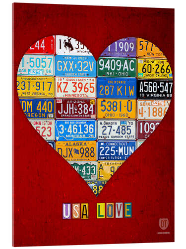 Cuadro de metacrilato USA Love License Plate Heart Art