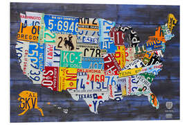 PVC print License plate map of the USA