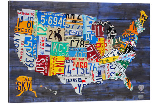 Galleritryck License plate map of the USA