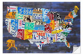 Wall sticker License Plate Map of the USA