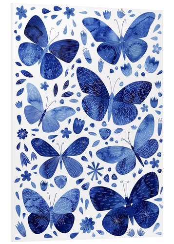 Foam board print Butterflies China blue