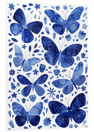 Tableau en PVC Papillons Chine bleu