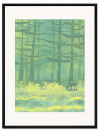 Gerahmter Kunstdruck Lichtung mit Reh
