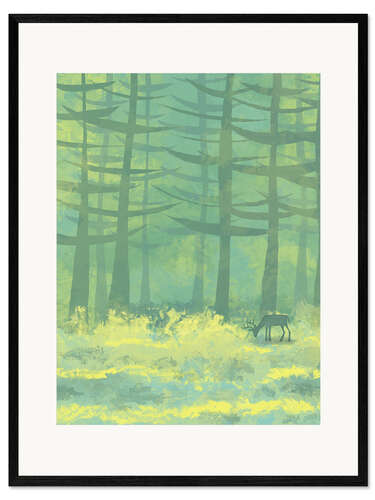 Framed art print Glade with deer