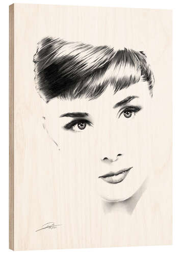 Tableau en bois Audrey Hepburn I