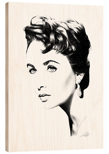 Wood print Elizabeth Taylor