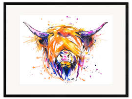 Impression artistique encadrée Vache highland