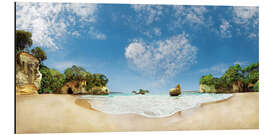 Alubild Cathedral Cove Beach mit Herzwolke - Neuseeland - Michael Rucker