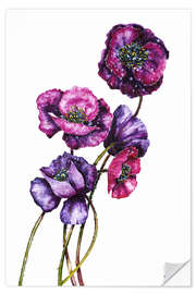 Muursticker Purple Poppies