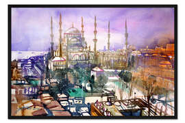 Gerahmter Kunstdruck Istanbul, Blick zur blauen Moschee