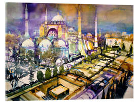 Akrylglastavla  Istanbul, view to the Hagia Sophia mosque - Johann Pickl