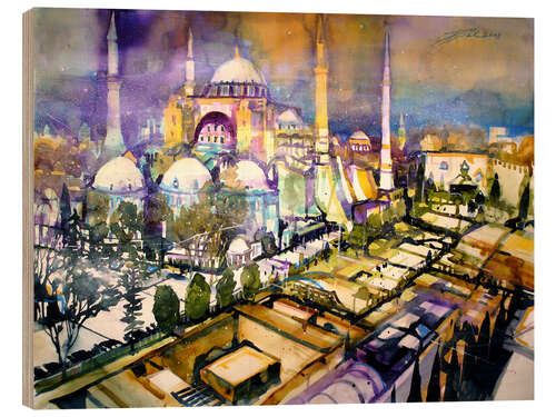 Wood print Istanbul, view to the Hagia Sophia mosque