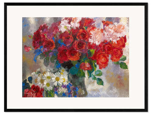 Impression artistique encadrée Roses rouges