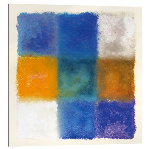 Quadro em plexi-alumínio Abstraction in white, orange and blue