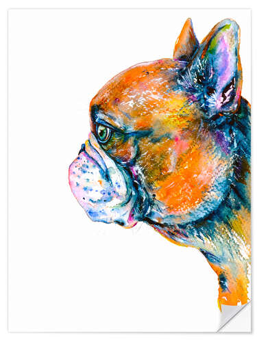 Selvklebende plakat Red Fawn Frenchie