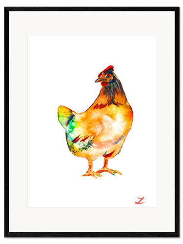 Gerahmter Kunstdruck Huhn