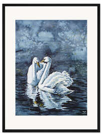 Gerahmter Kunstdruck Schwan-paar