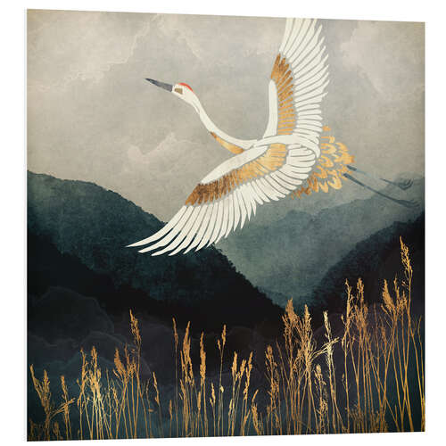 Foam board print Elegant Flight of a Crane